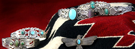 Santa Fe appraiser, Michael Ettema, appraises Native American jewelry, such as the Fred Harvey jewelry shown, along with rugs, blankets, Kachinas, paintings, baskets, pottery and sculpture.